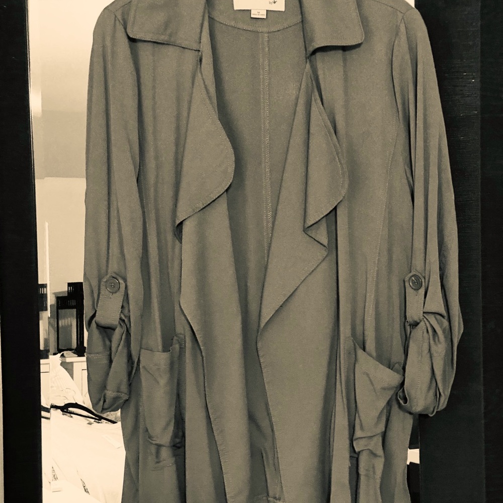 Loose Army Green Silky Material jacket